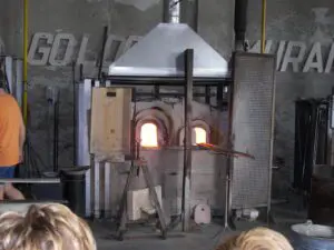 Glassmaking furnace in a Murano workshop