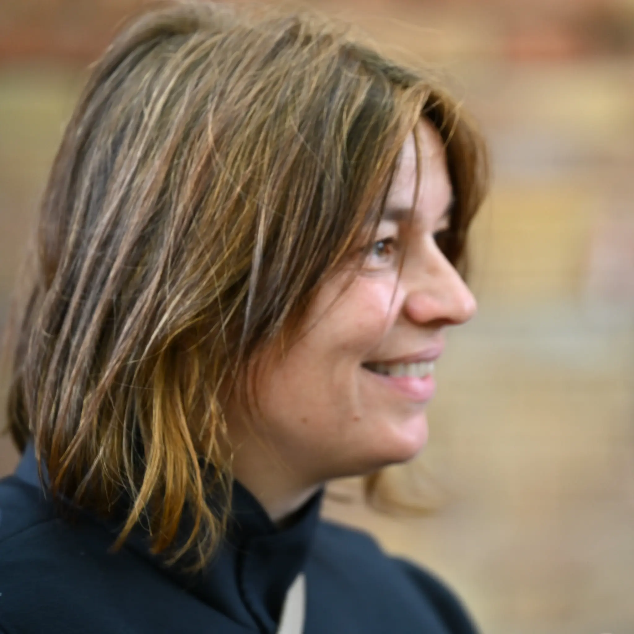 Chiara Camoni photographed at the Venice Biennale 2026, artist of the Italian Pavilion exhibition Con te con tutto