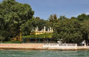 Tree-lined gardens and exhibition grounds of the Venice Biennale