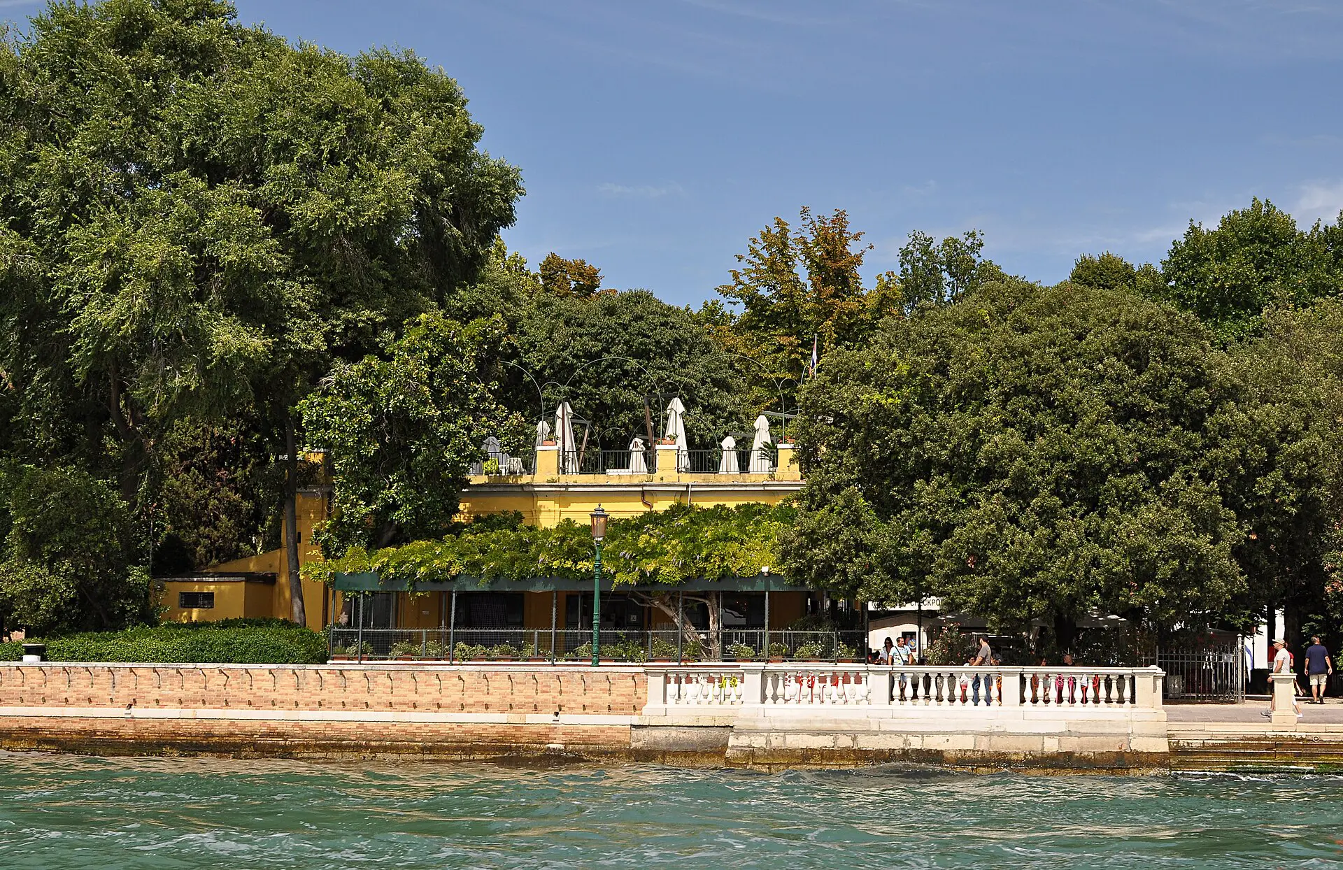 Tree-lined gardens and exhibition grounds of the Venice Biennale