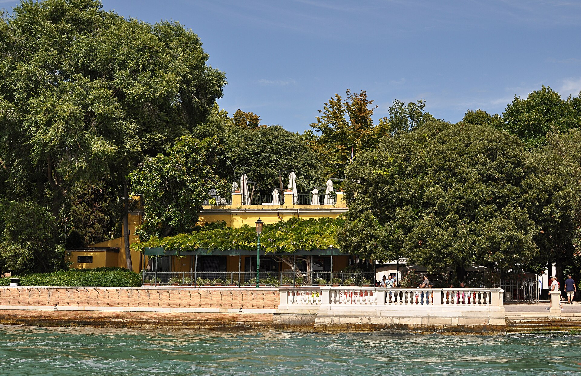 Tree-lined gardens and exhibition grounds of the Venice Biennale
