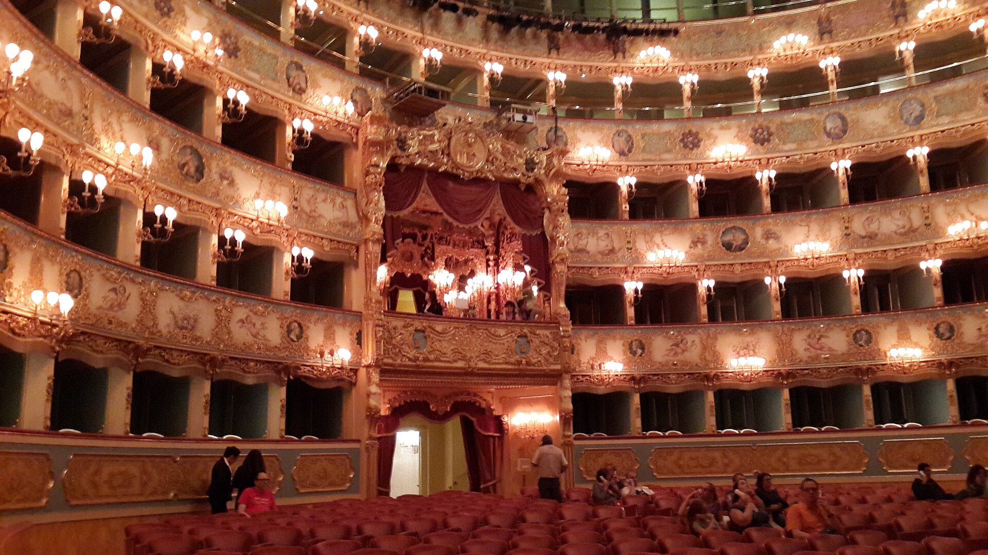 Interior of Teatro La Fenice opera house, a concert and performance venue in Venice